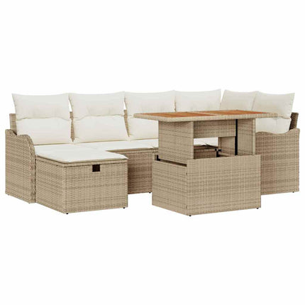 Trädgårdsoffset 7 pcs Beige konstrotting