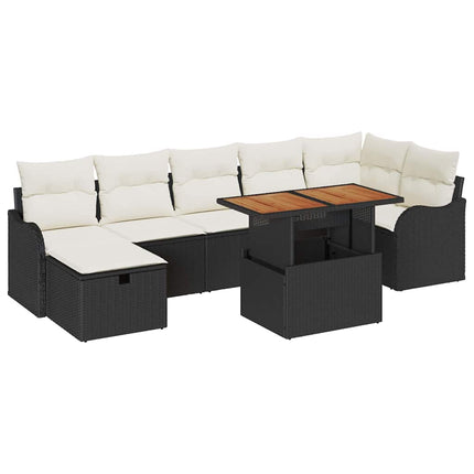 Trädgårdsoffset med lagring 8 pcs Svart Poly rattan
