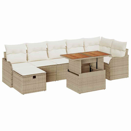 Trädgårdsoffset 8 st Beige Poly rattan