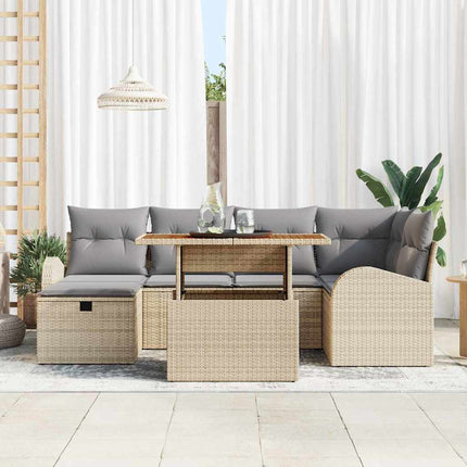 Trädgårdsoffset 7 st Beige konstrotting
