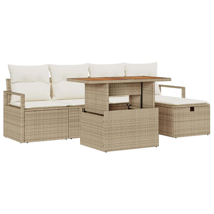 Trädgårdsoffset 6 pcs Beige konstrotting