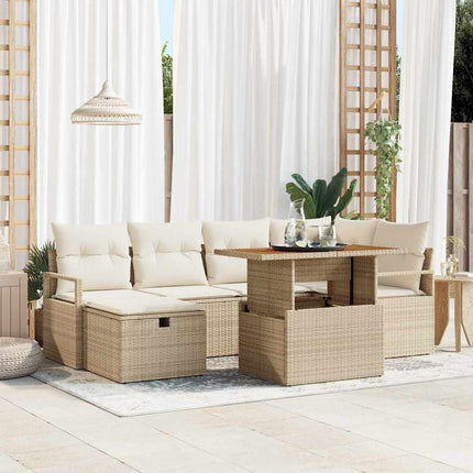 Trädgårdsoffset 7 pcs Beige konstrotting