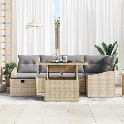 Trädgårdsoffset 7 st Beige konstrotting