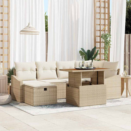 Trädgårdsoffset 7 pcs Beige konstrotting