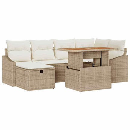 Trädgårdsoffset 7 st Beige konstrotting