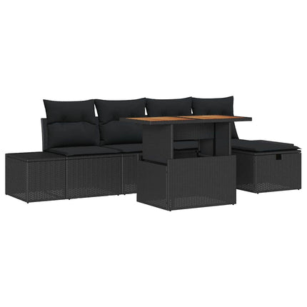 Trädgårdsoffset 6 pcs Svart konstrotting