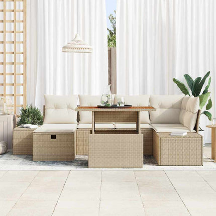 Trädgårdsoffset 7 pcs Beige konstrotting