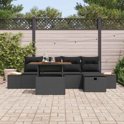 Trädgårdsoffset 6 pcs Svart konstrotting