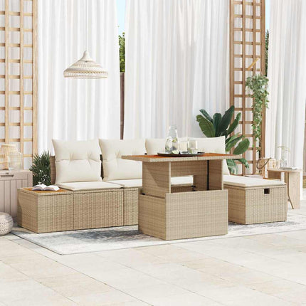 Trädgårdsoffset 6 pcs Beige konstrotting