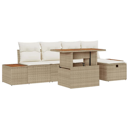 Trädgårdsoffset 6 pcs Beige konstrotting
