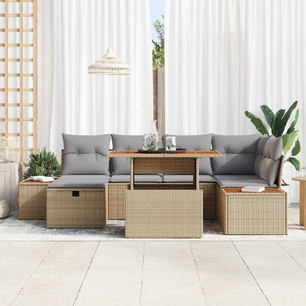 Trädgårdsoffset 7 st Beige konstrotting