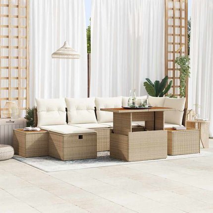 Trädgårdsoffset 7 st Beige konstrotting