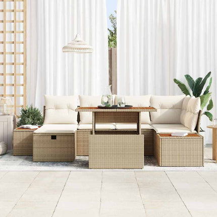 Trädgårdsoffset 7 pcs Beige konstrotting