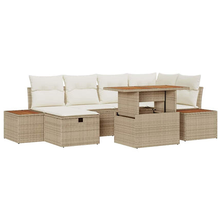 Trädgårdsoffset 7 pcs Beige konstrotting