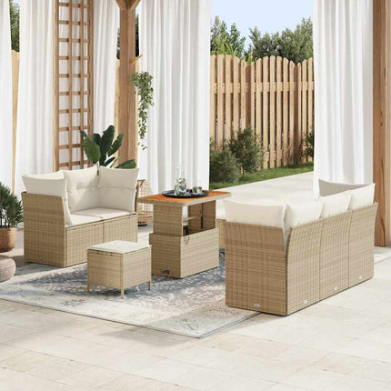 Trädgårdsoffset med kudde 8 pcs Beige konstrotting
