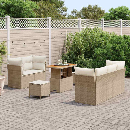 Trädgårdsoffset med kudde 8 pcs Beige konstrotting