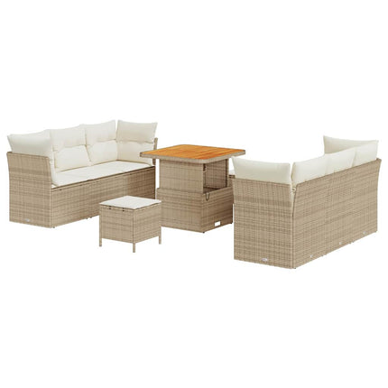 Trädgårdsoffset med kudde 9 pcs Beige konstrotting