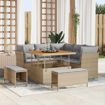 Trädgårdsoffset 8 pcs Beige konstrotting