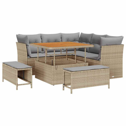 Trädgårdsoffset 8 pcs Beige konstrotting