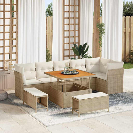 Trädgårdsoffset 9 pcs Beige konstrotting