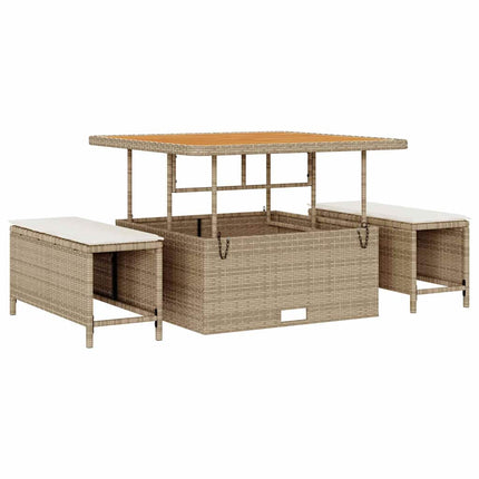 Trädgårdsoffset 9 pcs Beige konstrotting
