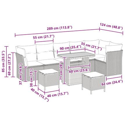 Trädgårdsoffset 9 pcs Svart konstrotting