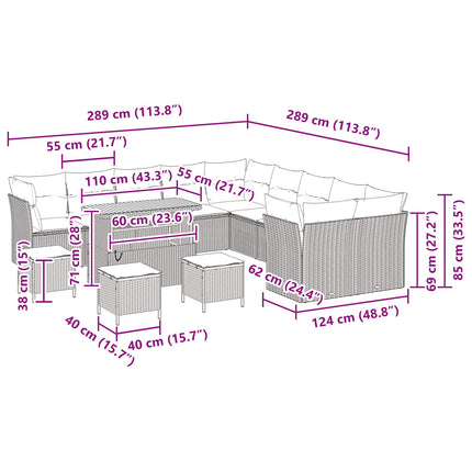 Trädgårdsoffset 14 pcs Svart konstrotting
