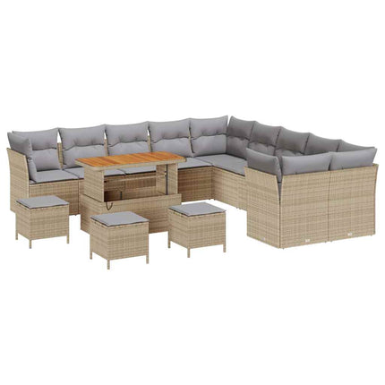 Trädgårdsoffset 14 pcs Beige konstrotting