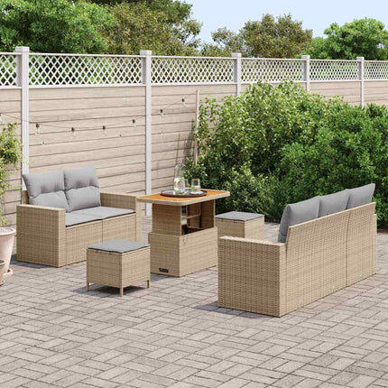 Trädgårdsoffset med kudde 8 pcs Beige konstrotting