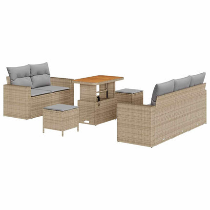 Trädgårdsoffset med kudde 8 pcs Beige konstrotting