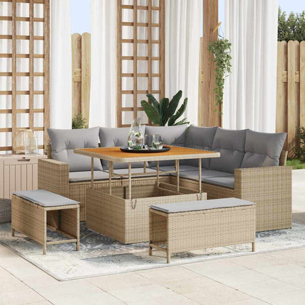 Trädgårdsoffset 8 pcs Beige konstrotting