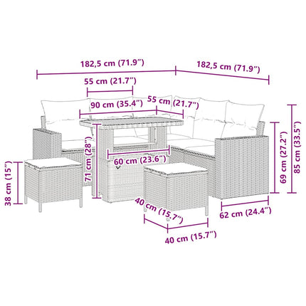 Trädgårdsoffset 8 pcs Beige konstrotting