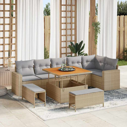 Trädgårdsoffset 9 pcs Beige konstrotting