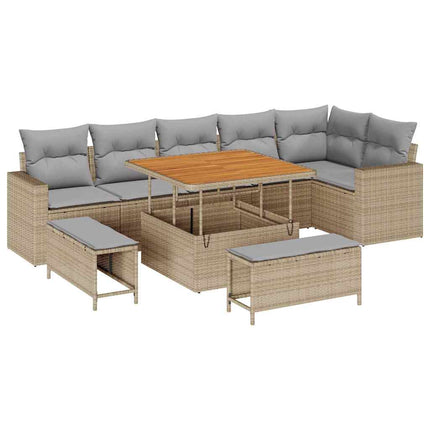 Trädgårdsoffset 9 pcs Beige konstrotting