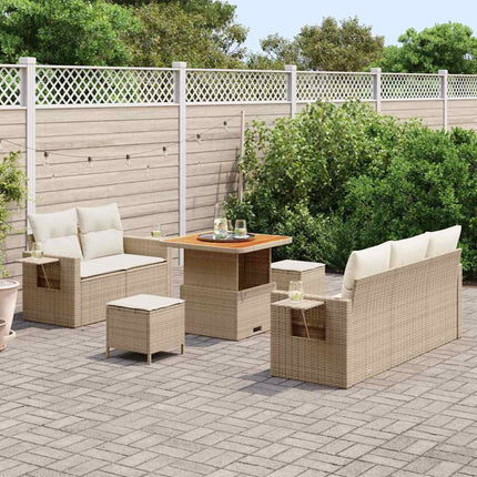 Trädgårdsoffset med kudde 8 pcs Beige konstrotting