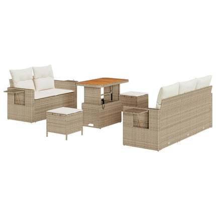 Trädgårdsoffset med kudde 8 pcs Beige konstrotting