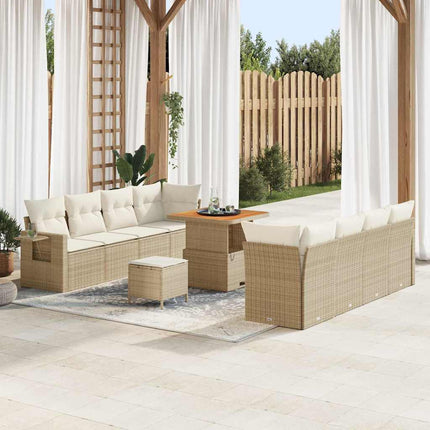 Trädgårdsoffset med lagring 11 pcs Beige Poly rattan