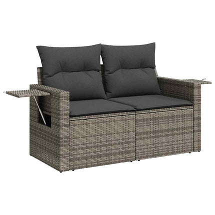 Trädgårdsoffset med lagring 11 pcs Grå Poly rattan