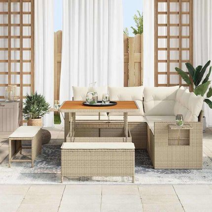 Trädgårdsoffset med kudde 8 pcs Beige konstrotting