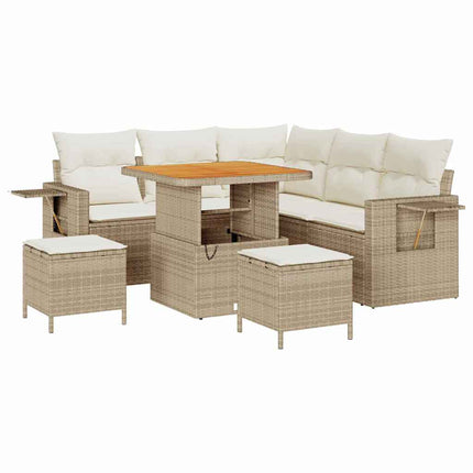 Trädgårdsoffset med kudde 8 pcs Beige konstrotting