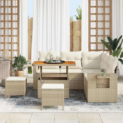 Trädgårdsoffset med kudde 8 pcs Beige konstrotting