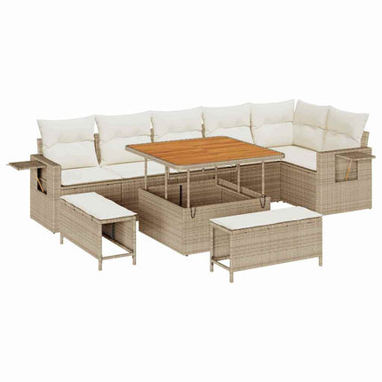Trädgårdsoffset 9 pcs Beige konstrotting