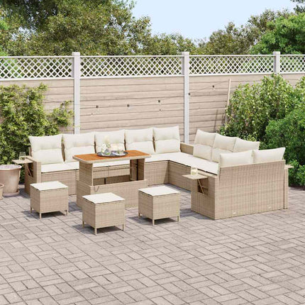 Trädgårdsoffset 14 pcs Beige konstrotting