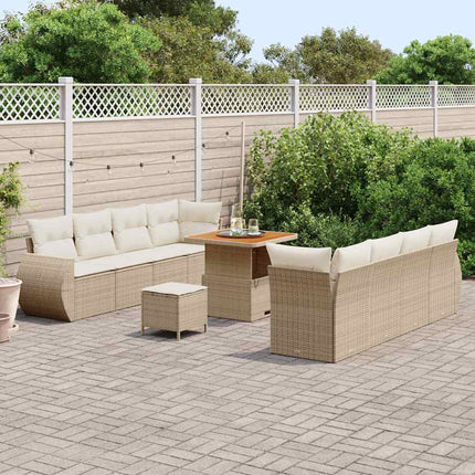 Trädgårdsoffset med kudde med lagring 11 pcs Beige konstrotting