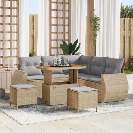Trädgårdsoffset 8 pcs Beige konstrotting