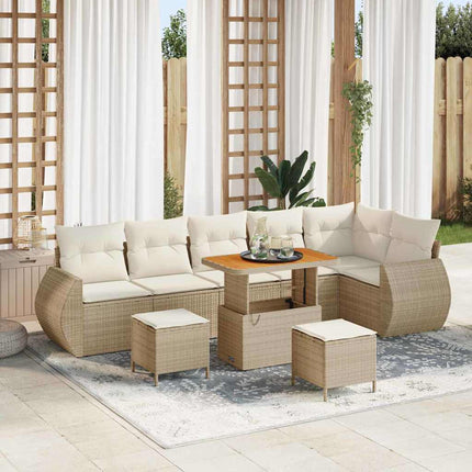 Trädgårdsoffset 9 pcs Beige konstrotting