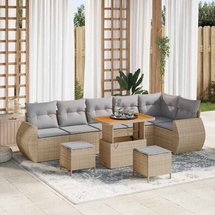 Trädgårdsoffset 9 pcs Beige konstrotting