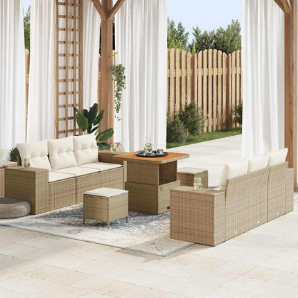 Trädgårdsoffset 9 st Beige Poly rattan