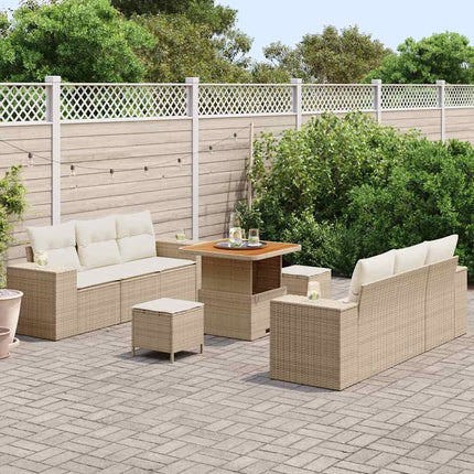Trädgårdsoffset 9 st Beige Poly rattan