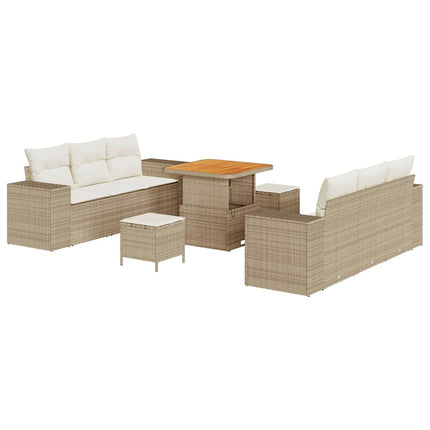 Trädgårdsoffset 9 st Beige Poly rattan
